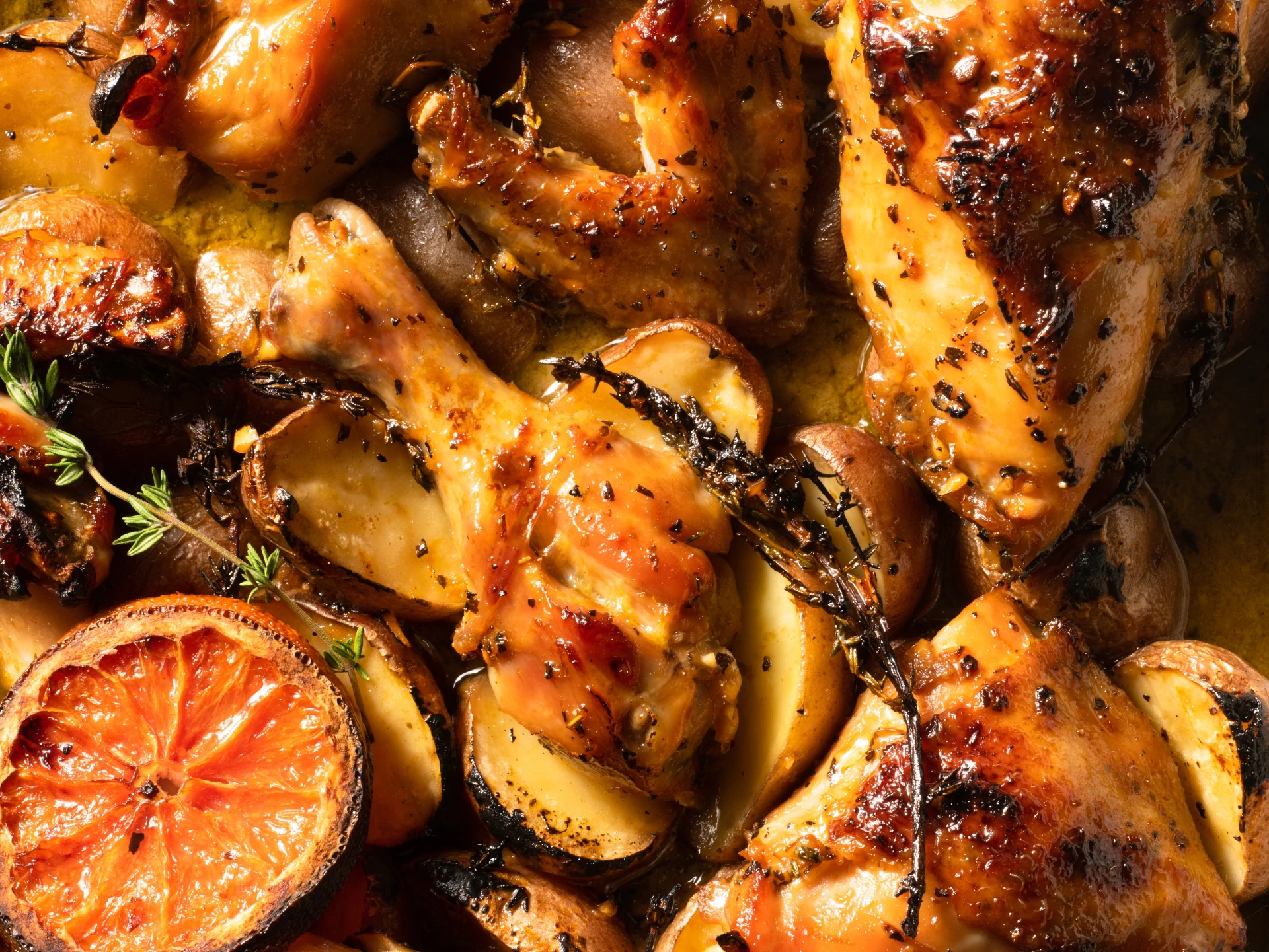 Short-On-Thyme Orange Chicken with Potatoes