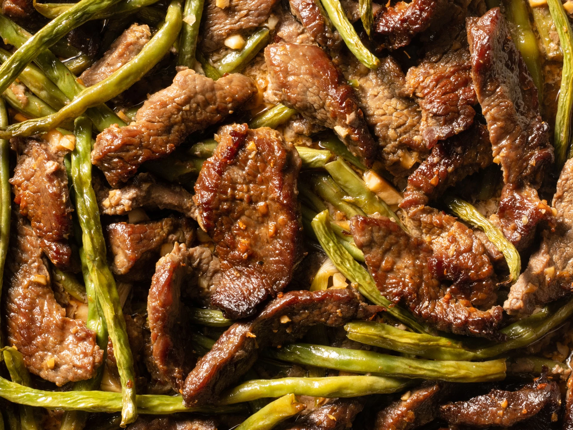 Soy-Glazed Chicken or Steak with Blistered Green Beans