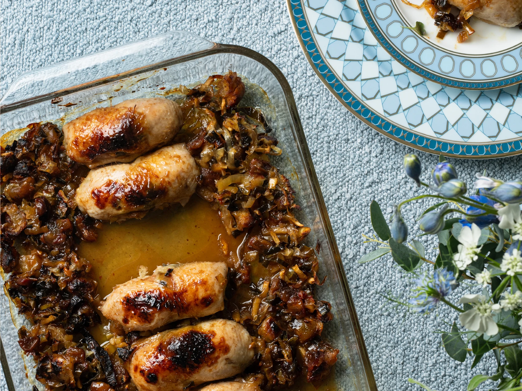 Apple and Leek Stuffed Capons