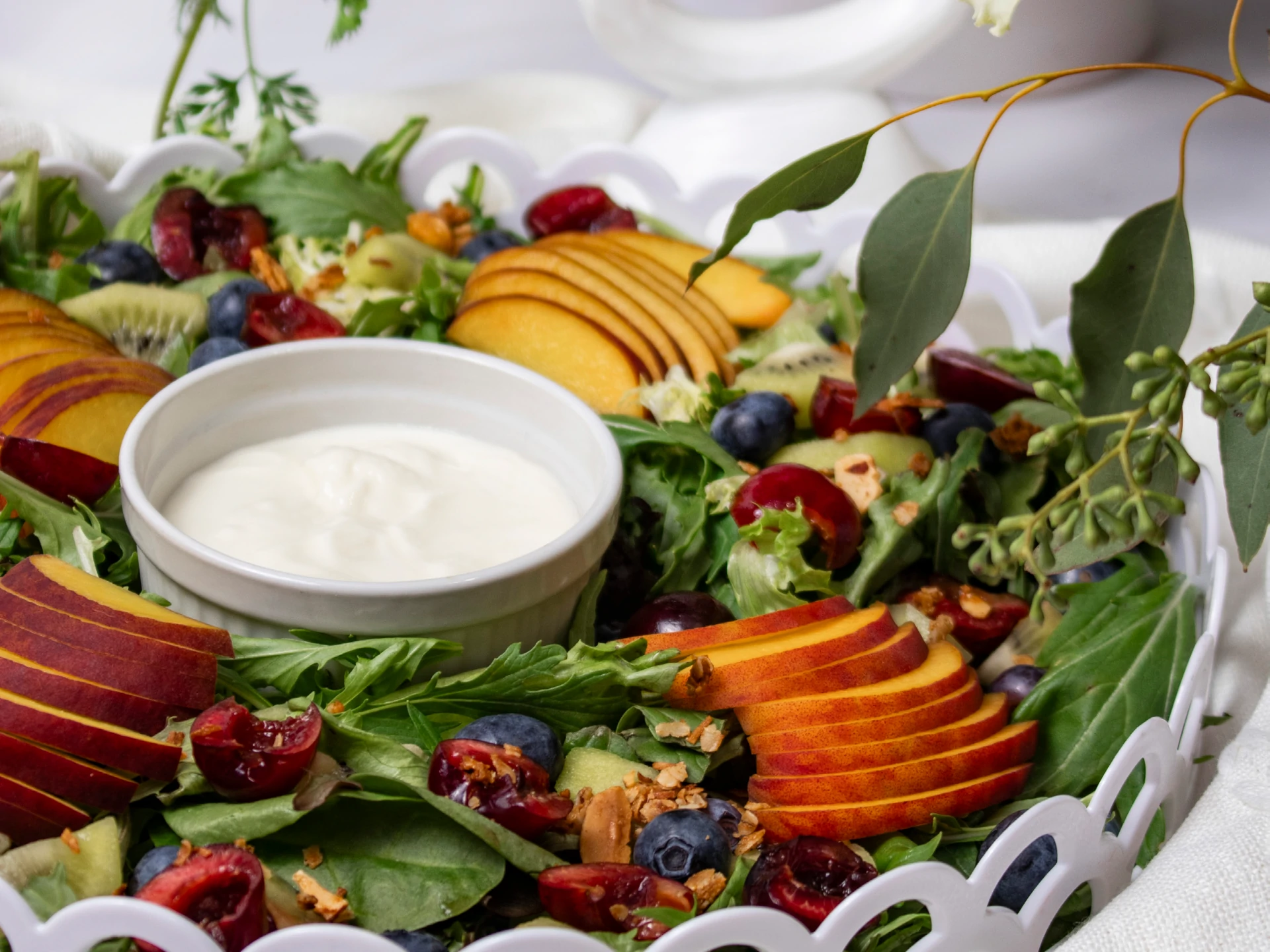 Fresh Peach Salad with Yogurt Dressing