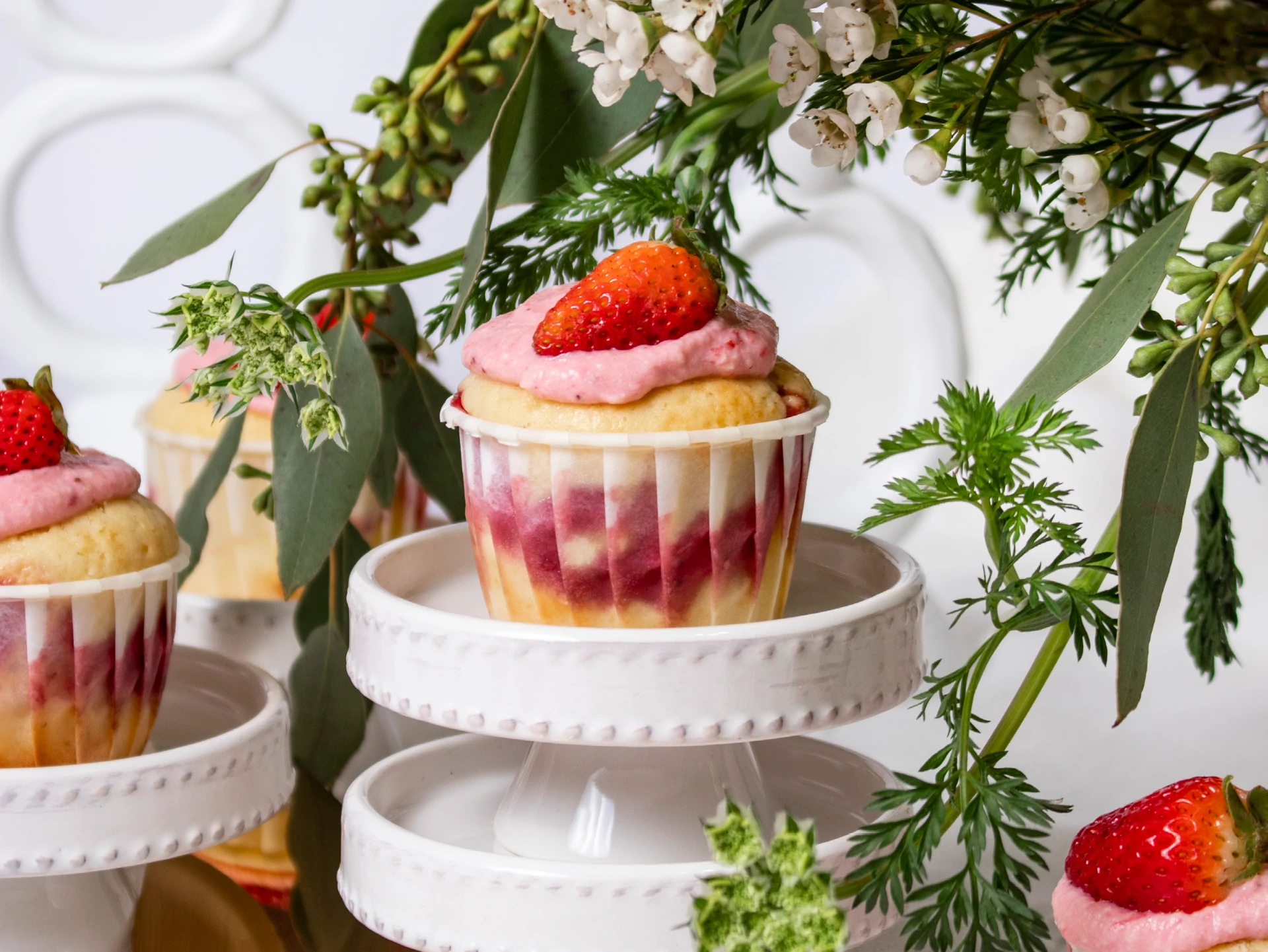 Strawberry Shortcake Cheesecake Muffins