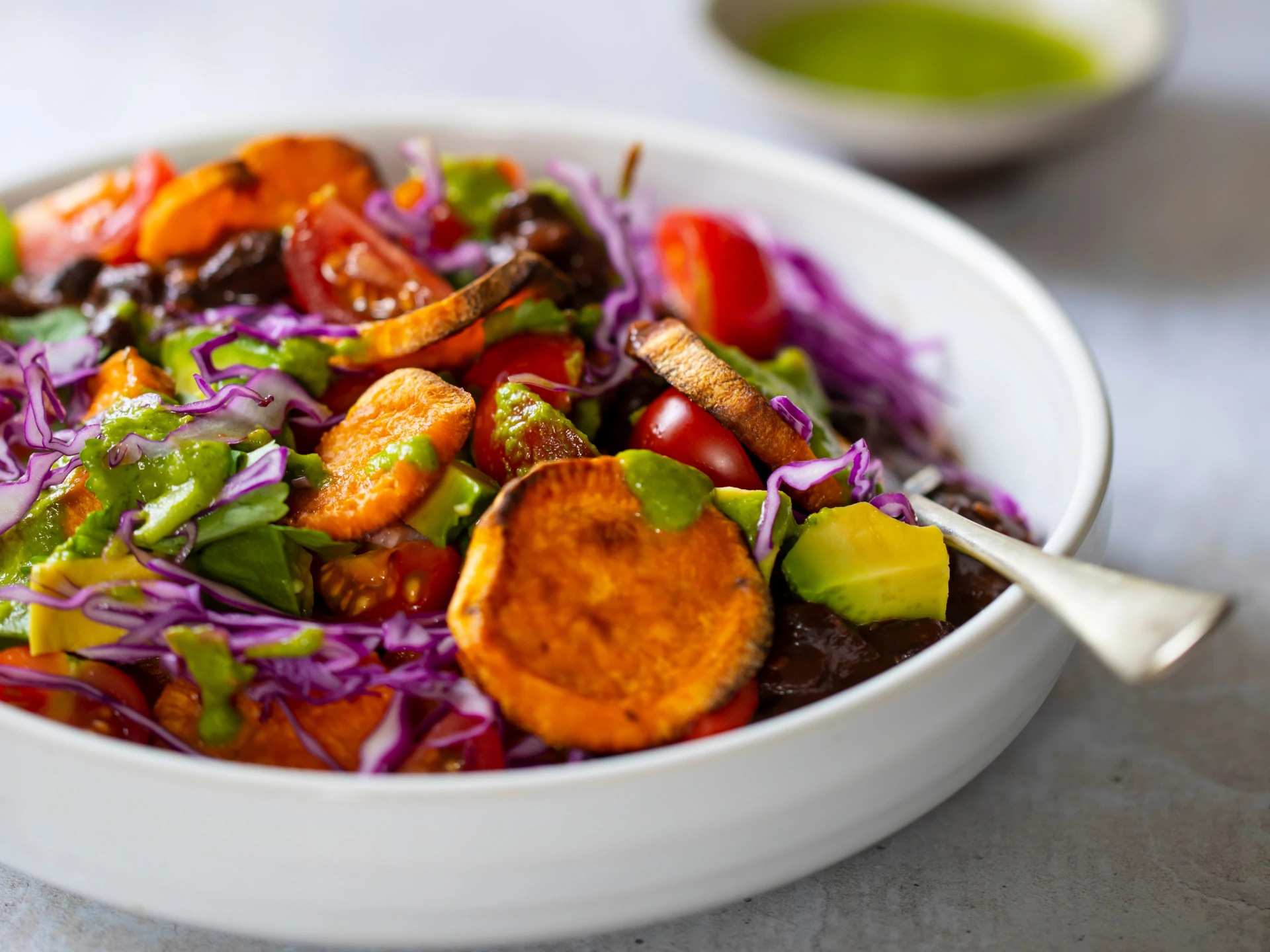 Almond-Basil Sweet Potato Bowls