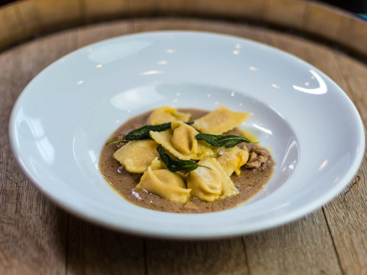 Fresh Fall Squash Agnolotti with Parve “Brown Butter” Walnut-Sage Sauce