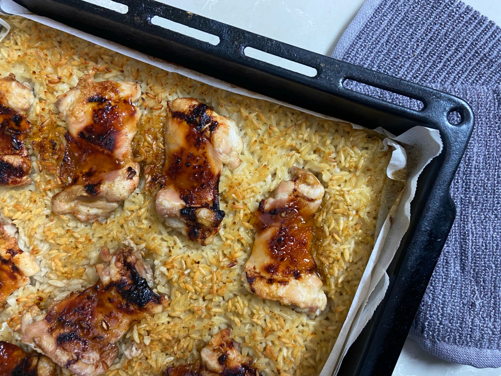 Sheet Pan Chicken and Orzo