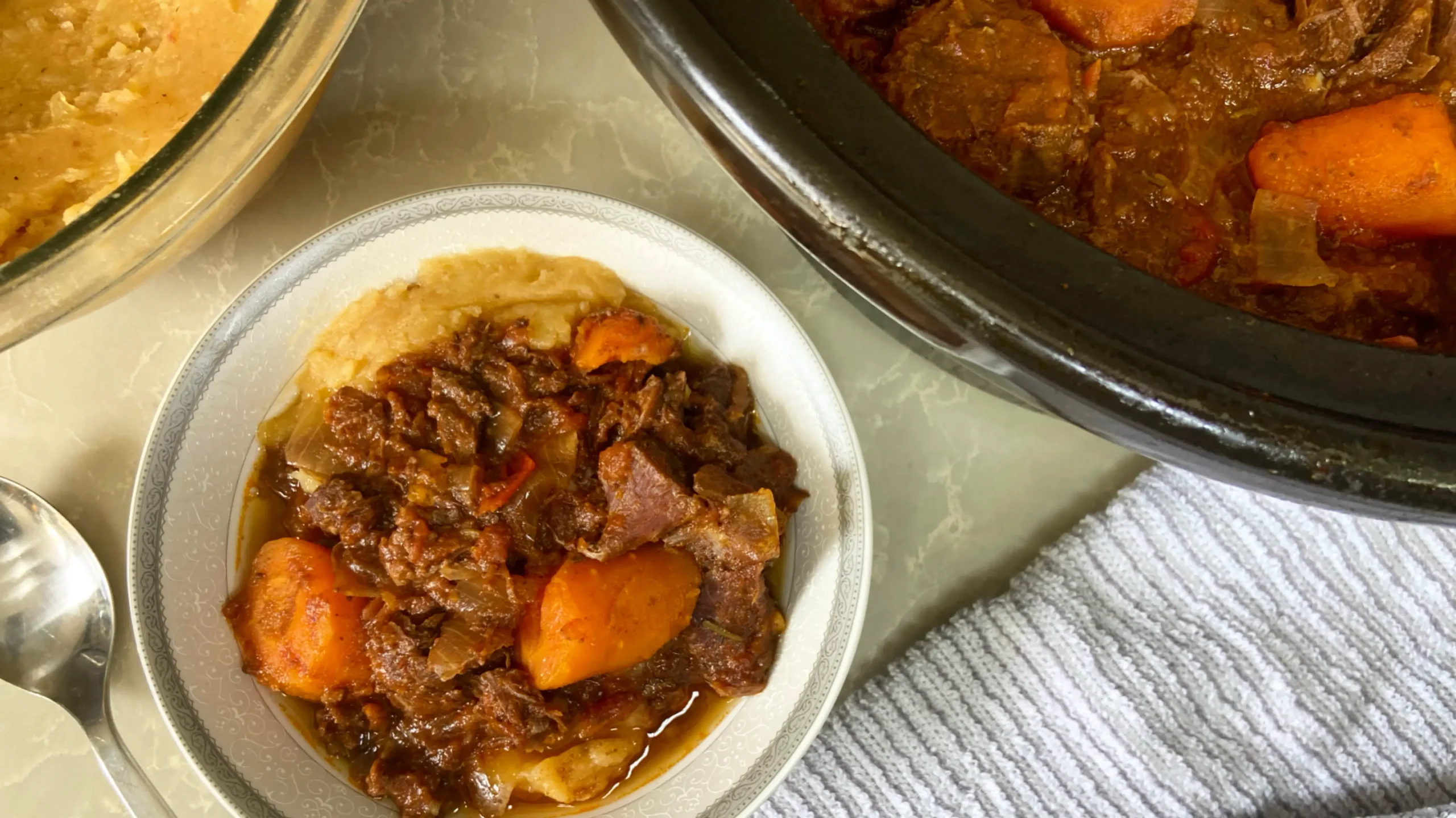 Crockpot Beef Stew with Mashed Potatoes