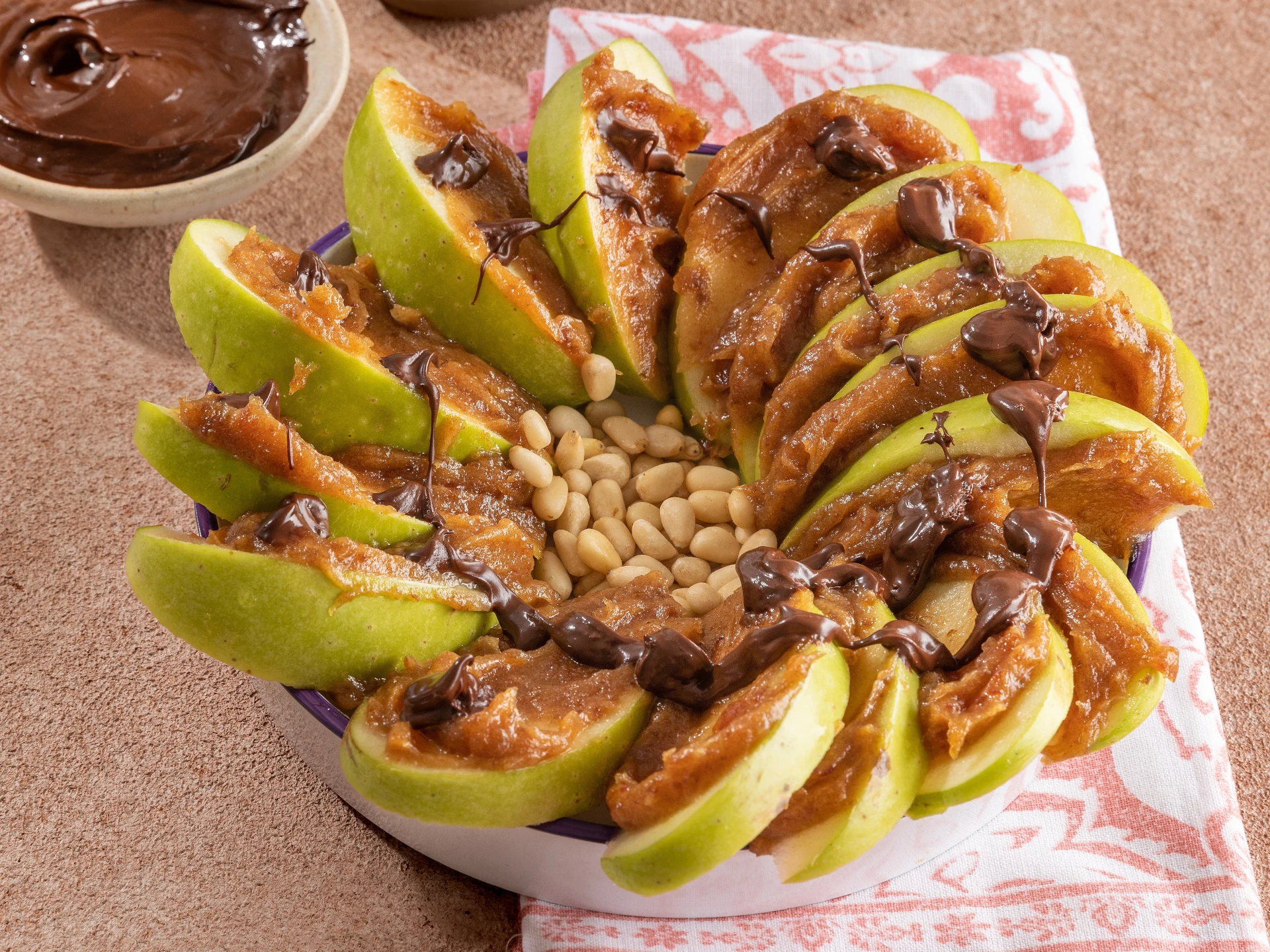 Apple Nachos with Salted Nut Butter Caramel