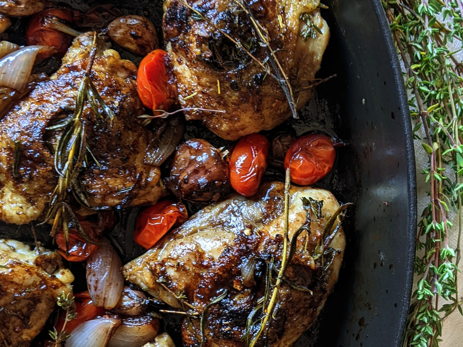 Roasted Herbed Balsamic Chicken Thighs