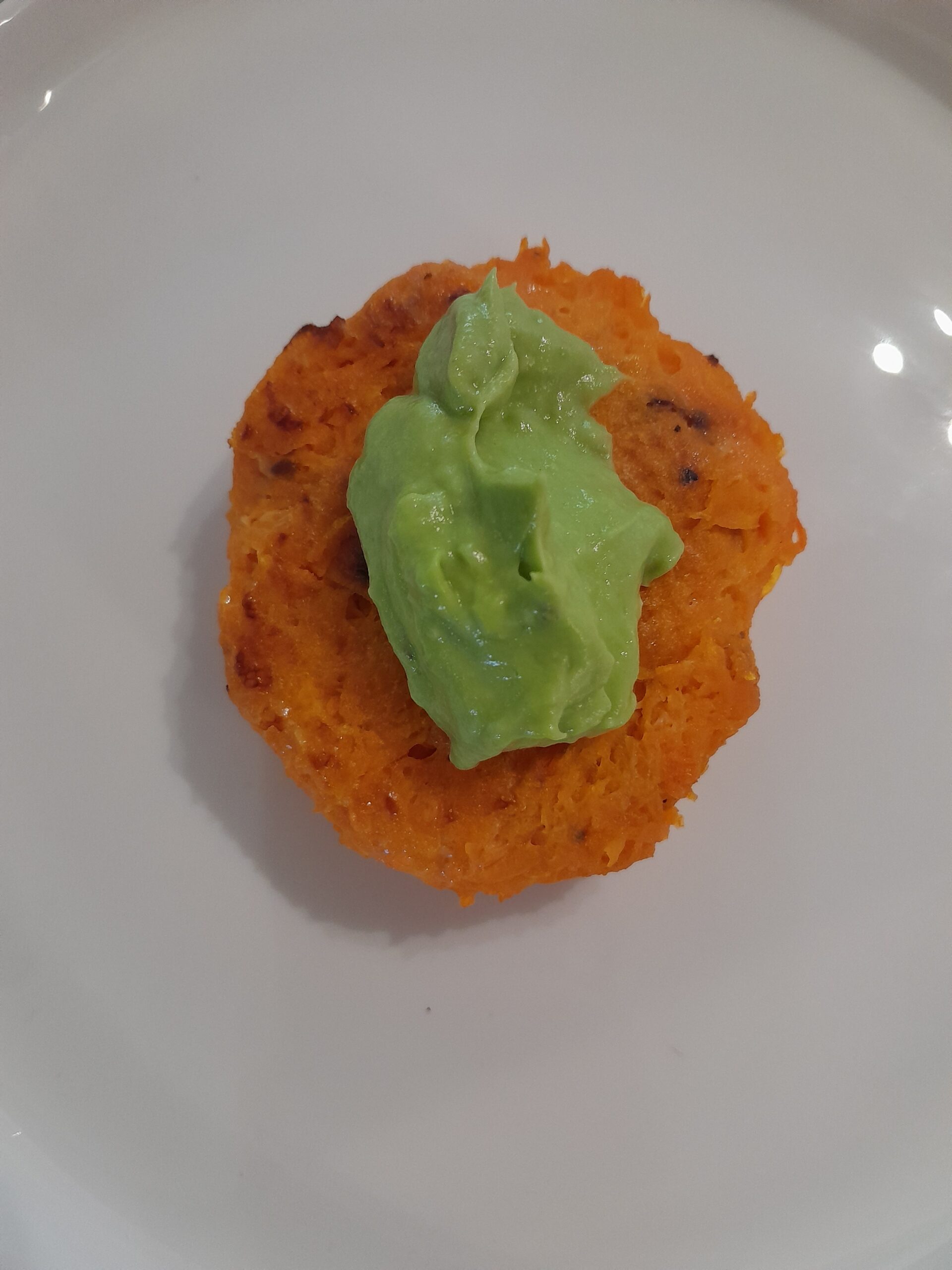 Oven Baked Carrot Latkes with Avocado Sauce