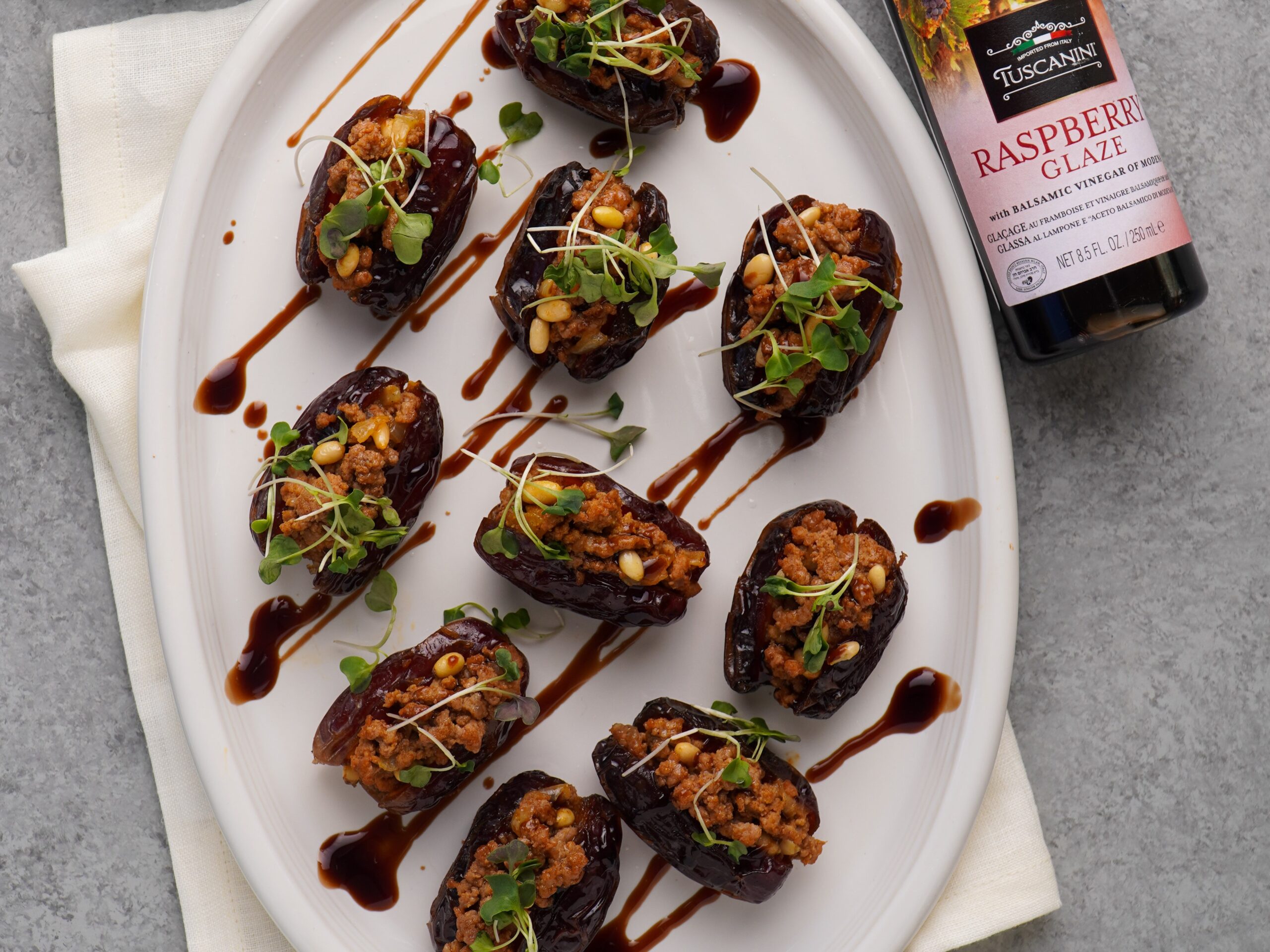 Beef-Stuffed Medjool Dates with Raspberry Glaze