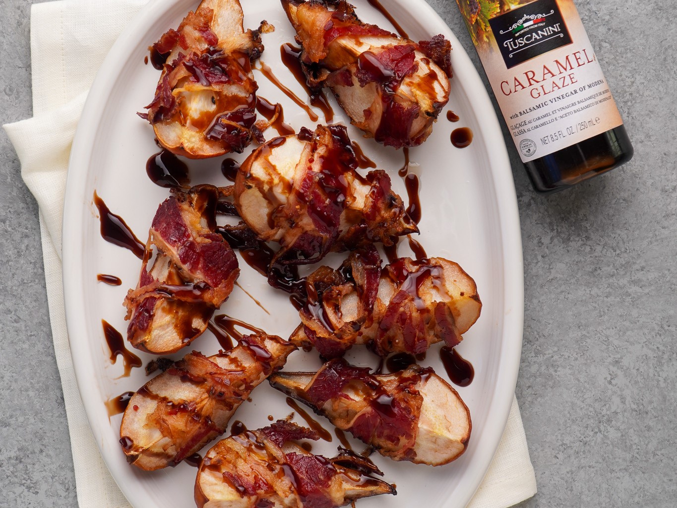 Pears Wrapped in Beef Fry with Caramel Glaze