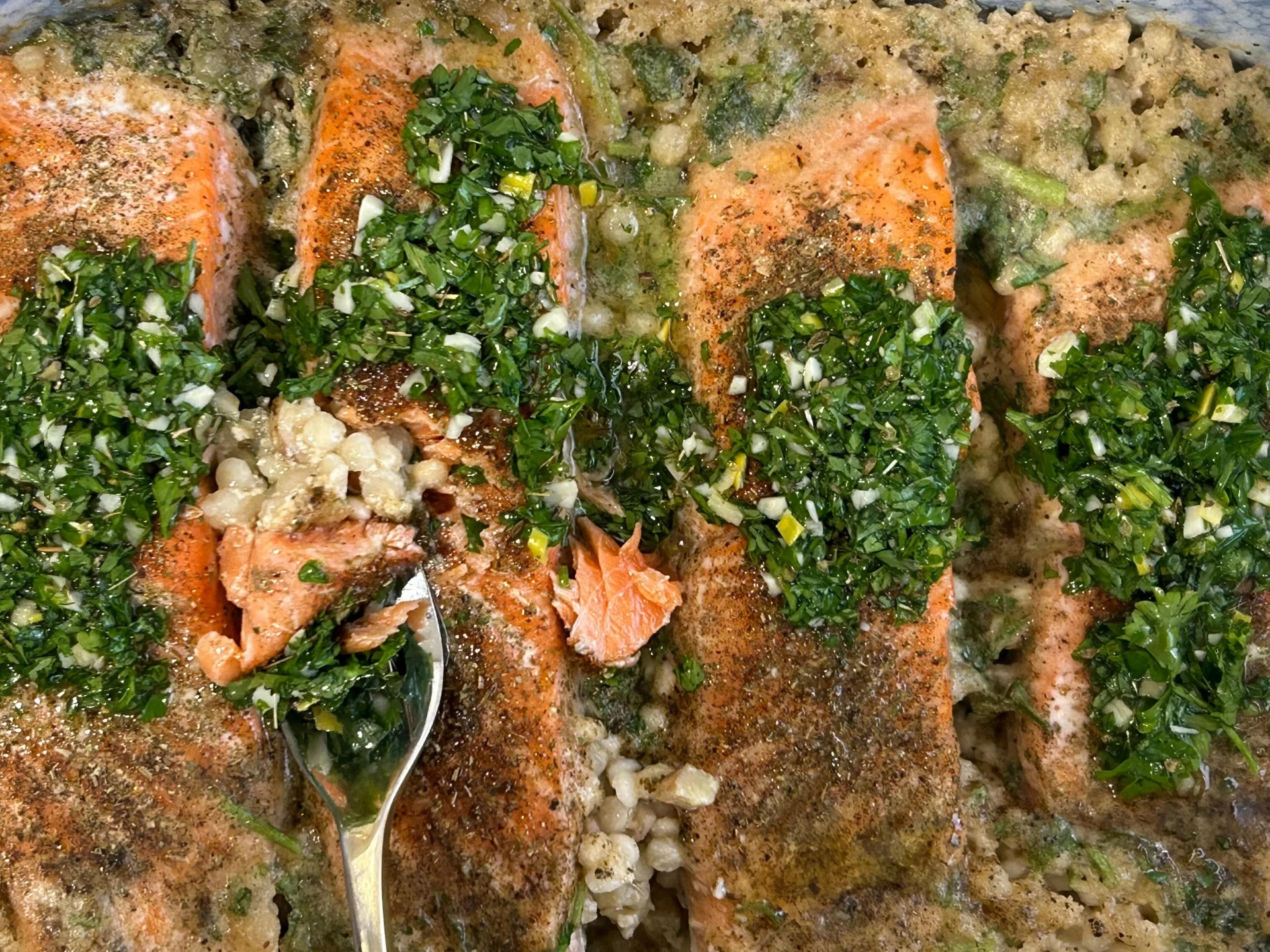 One-Pan Chestnut Couscous and Salmon