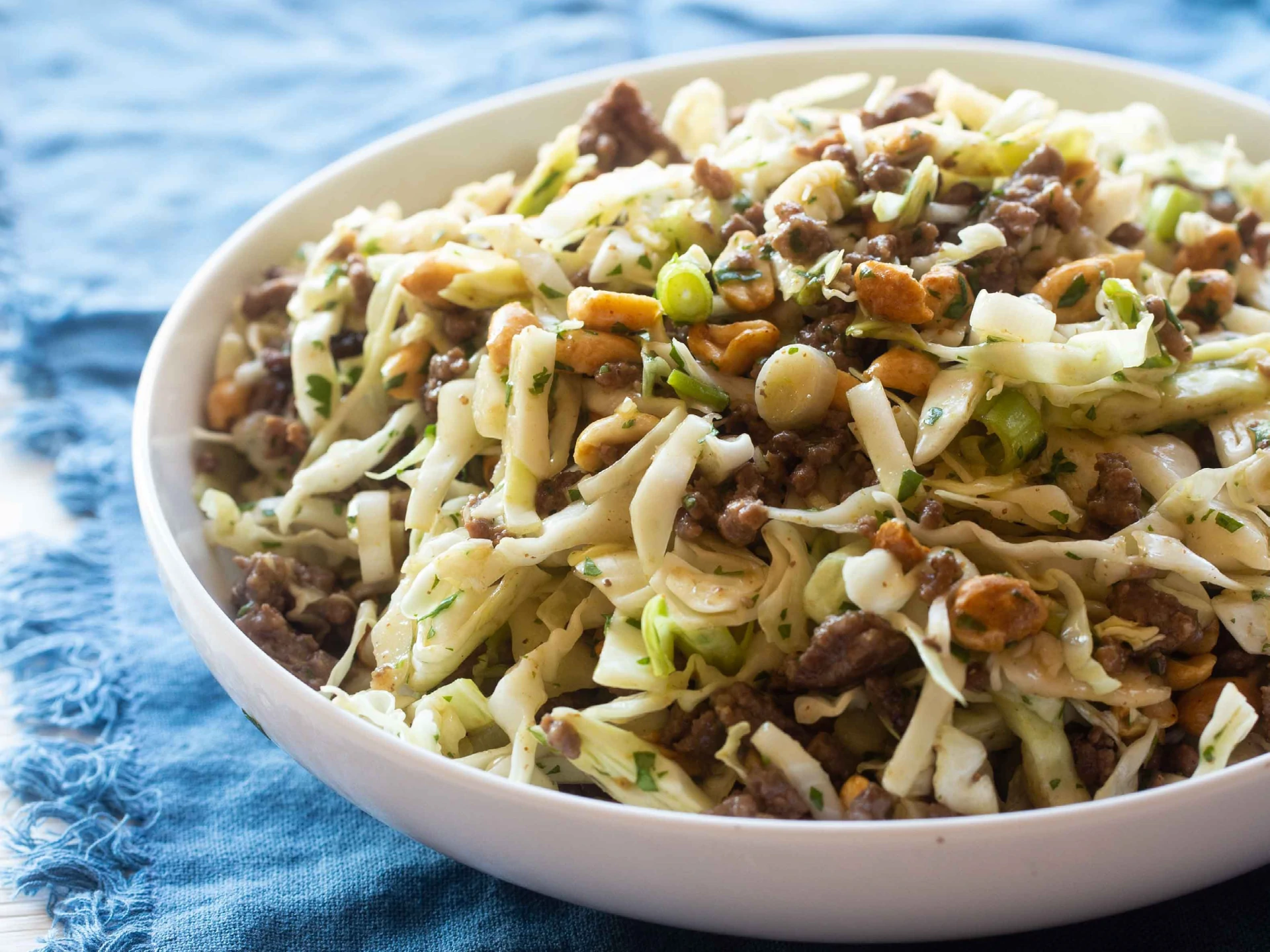Browned Beef and Herb Cabbage Salad