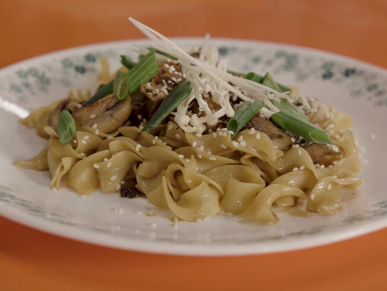 Asian Noodles with Mushrooms and Crispy Shallots