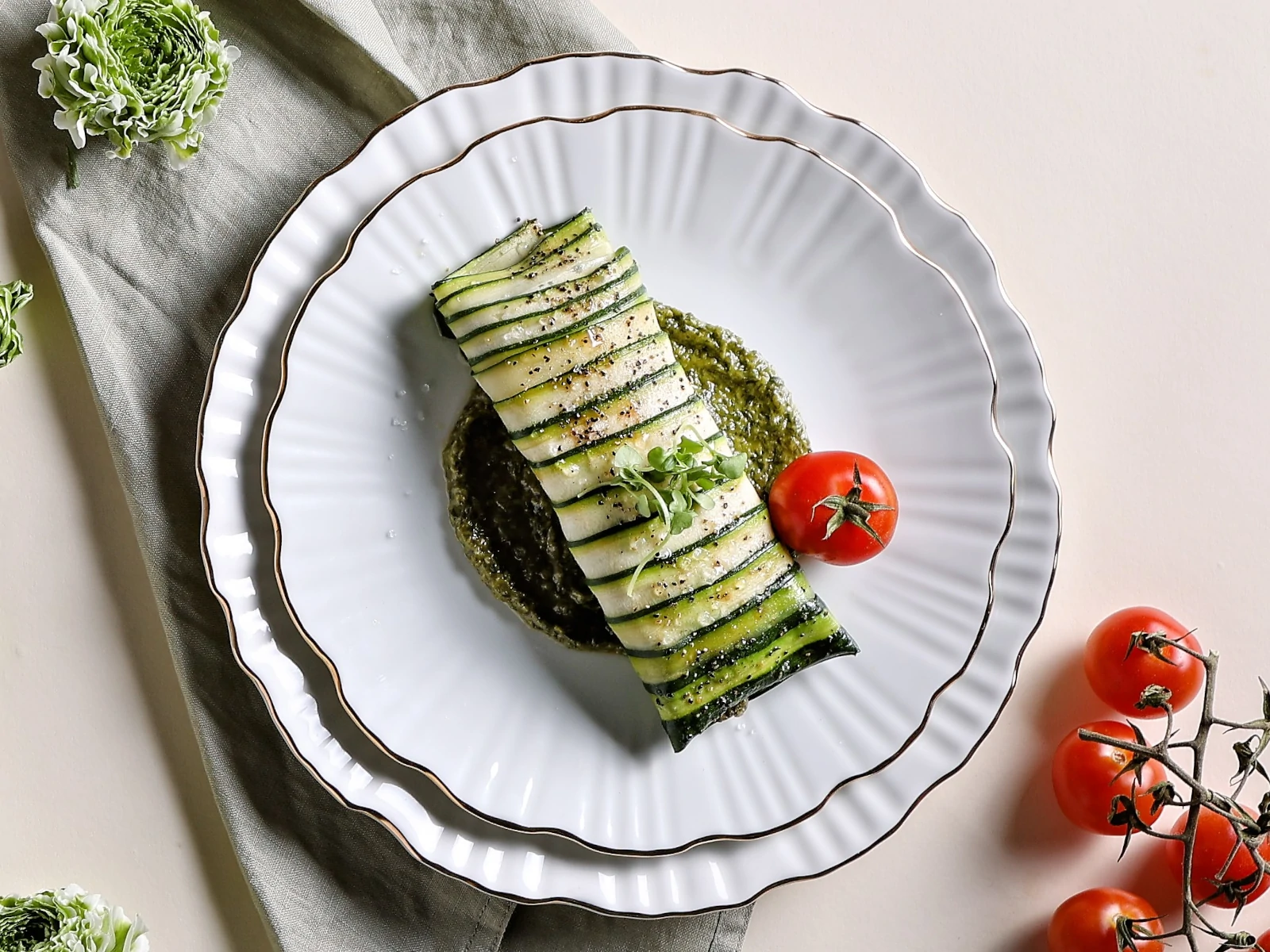 Zucchini-Wrapped Sea Bass