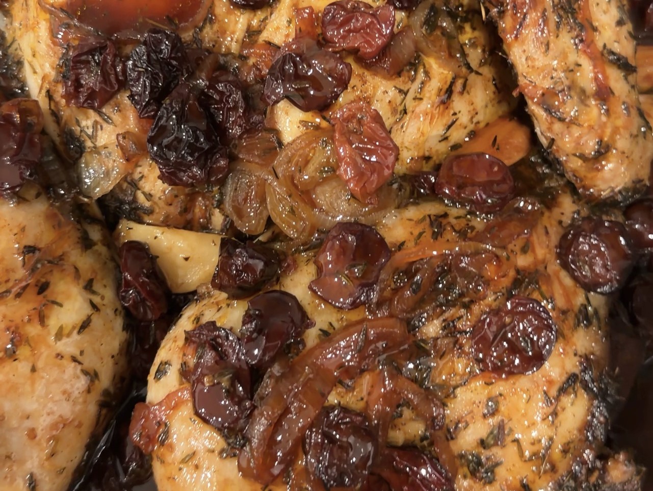 Slow Roasted Cherry Garlic Chicken