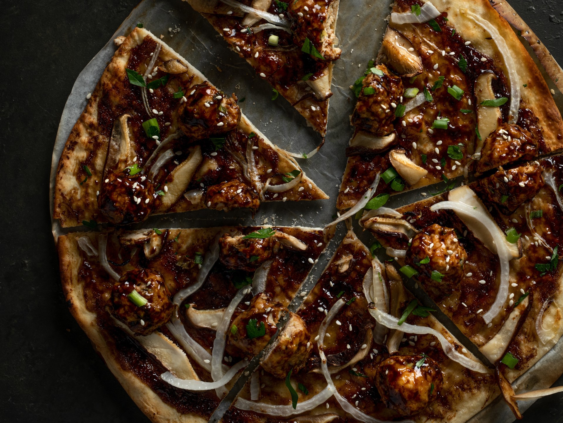 Asian Meatball Pizza