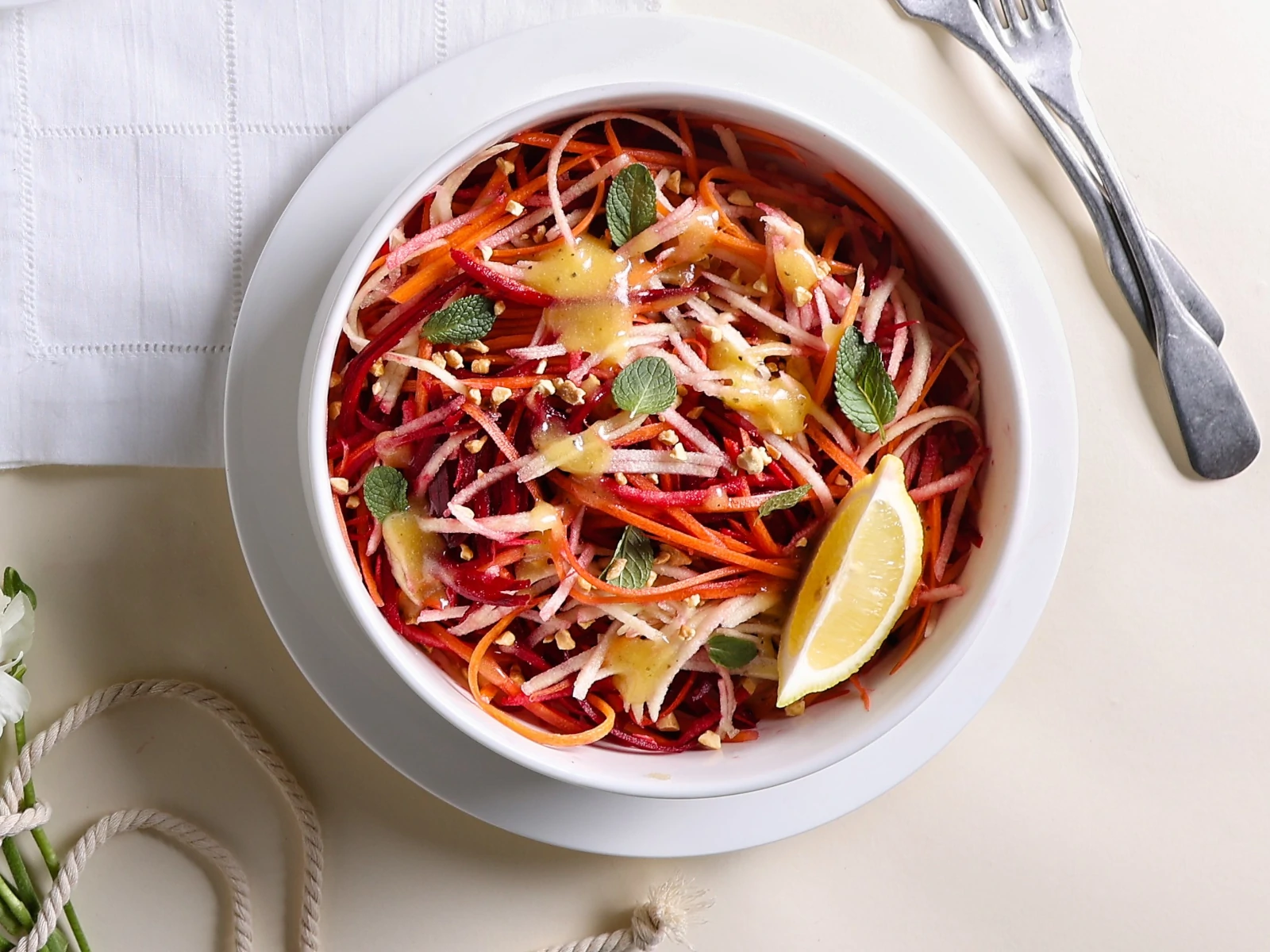 Julienned Salad with Zesty Mango Dressing