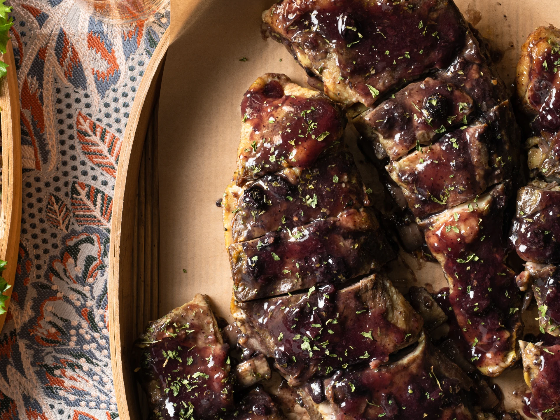 Lamb Riblets with Blueberry Glaze