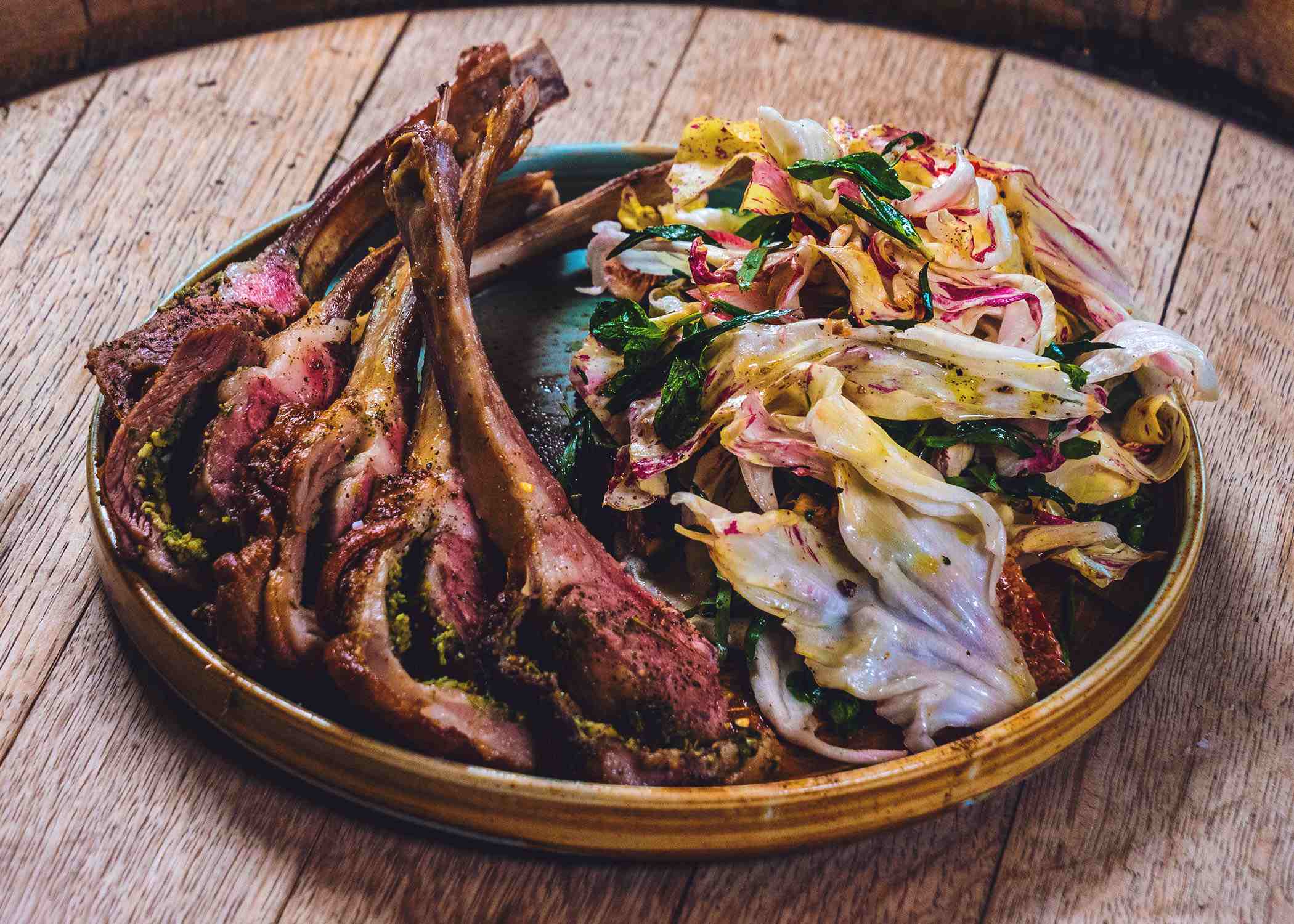 Roasted Rack of Lamb with Spring Salad